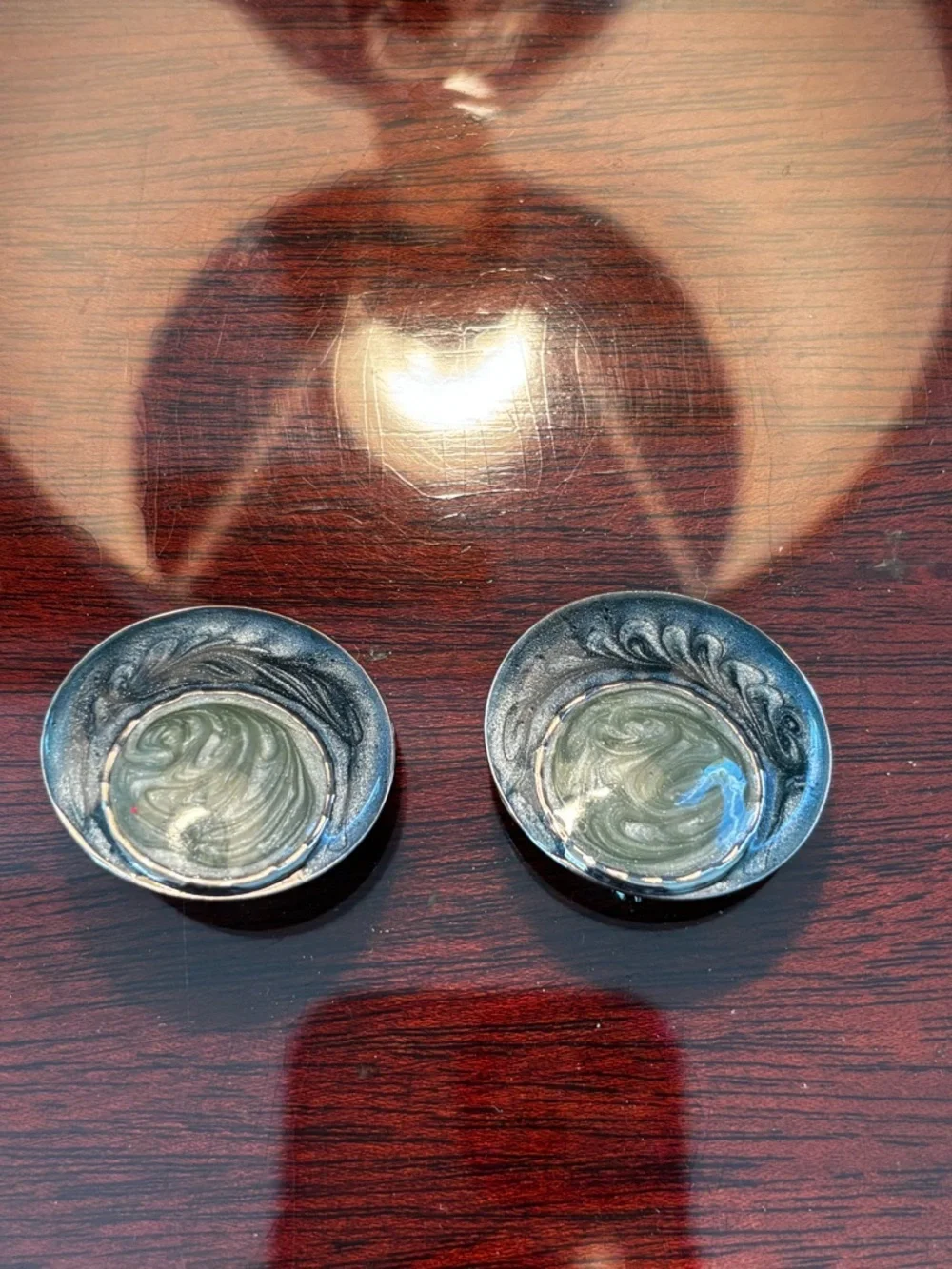 90’s Enamel Swirl In Green and Blue Earrings